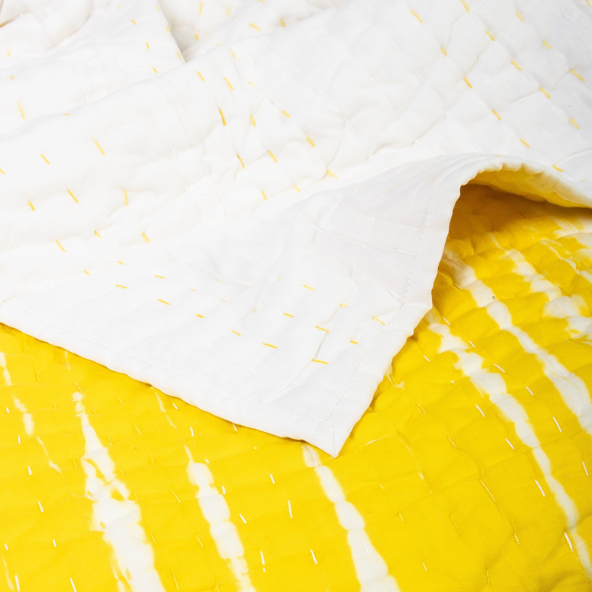 Best Winter Blanket Yellow Tie Dye Soft Cotton Kantha Quilt